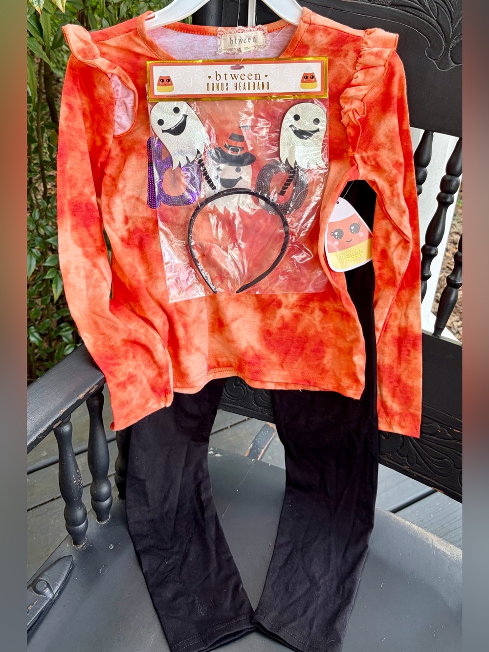 NWT BTWEEN Orange Tie-Dye Top with Black Skinny Leggings - Girly and Precious